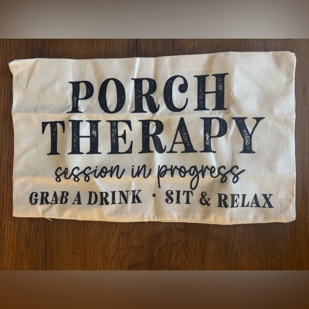 Porch Therapy Decorative pillow covering Black on Natural